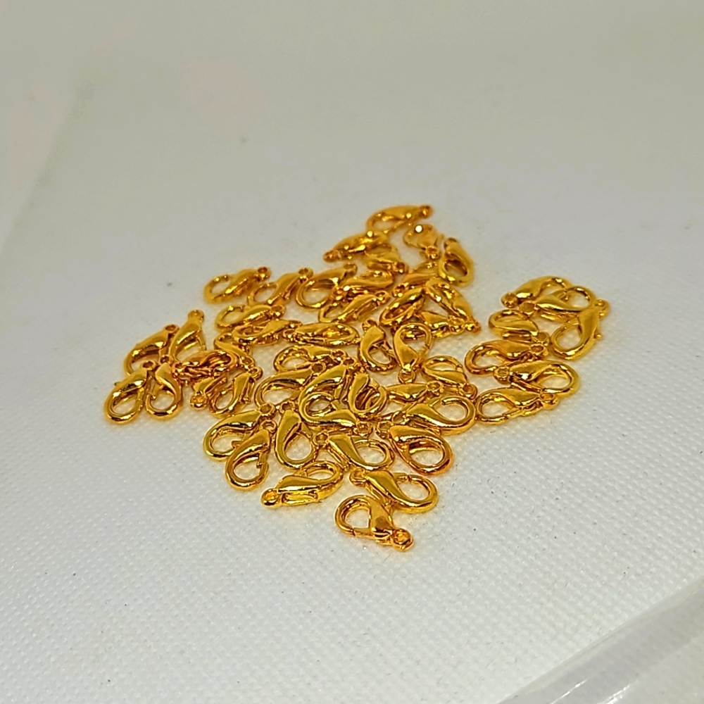 50 Gold tone Lobster Claw Clasps.  1/2"
